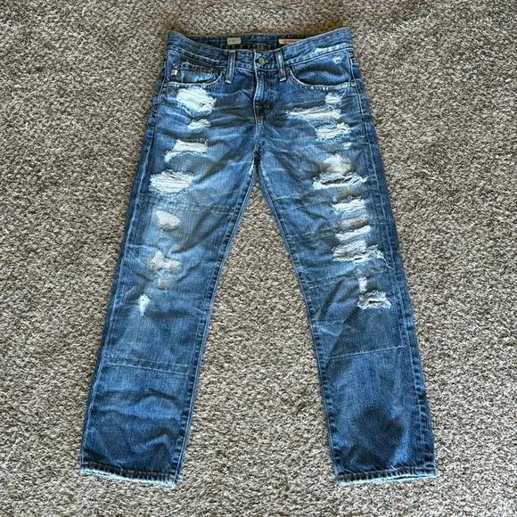 Adriano Goldschmied Women’s Size 25 Ex Boyfriend Crop Distressed Jeans