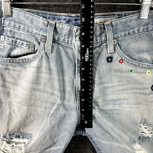 AG Adriano Goldschmied Jeans Women's 27 R Ex-Boyfriend Slouchy Slim Embroidered