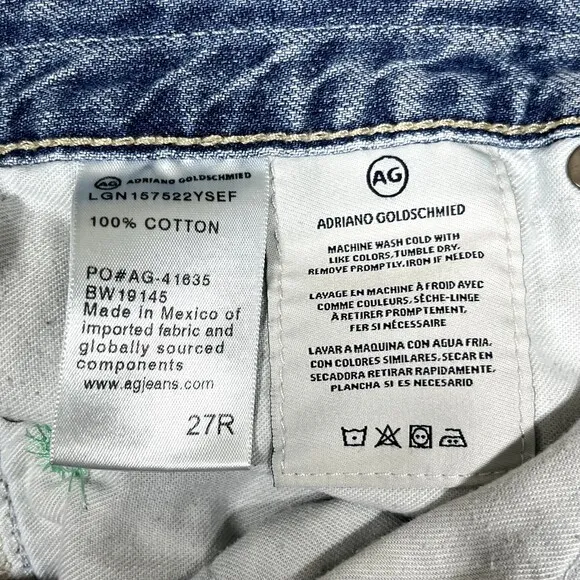 AG Adriano Goldschmied Jeans Women's 27 R Ex-Boyfriend Slouchy Slim Embroidered