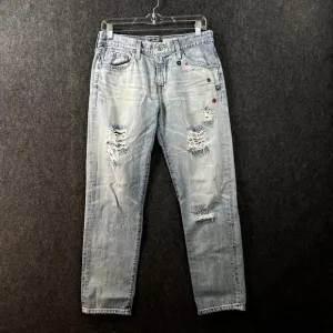 AG Adriano Goldschmied Jeans Women's 27 R Ex-Boyfriend Slouchy Slim Embroidered