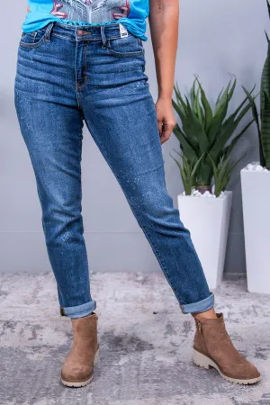 Alena Medium Denim Bleach Splatter Jeans - K1229DN
