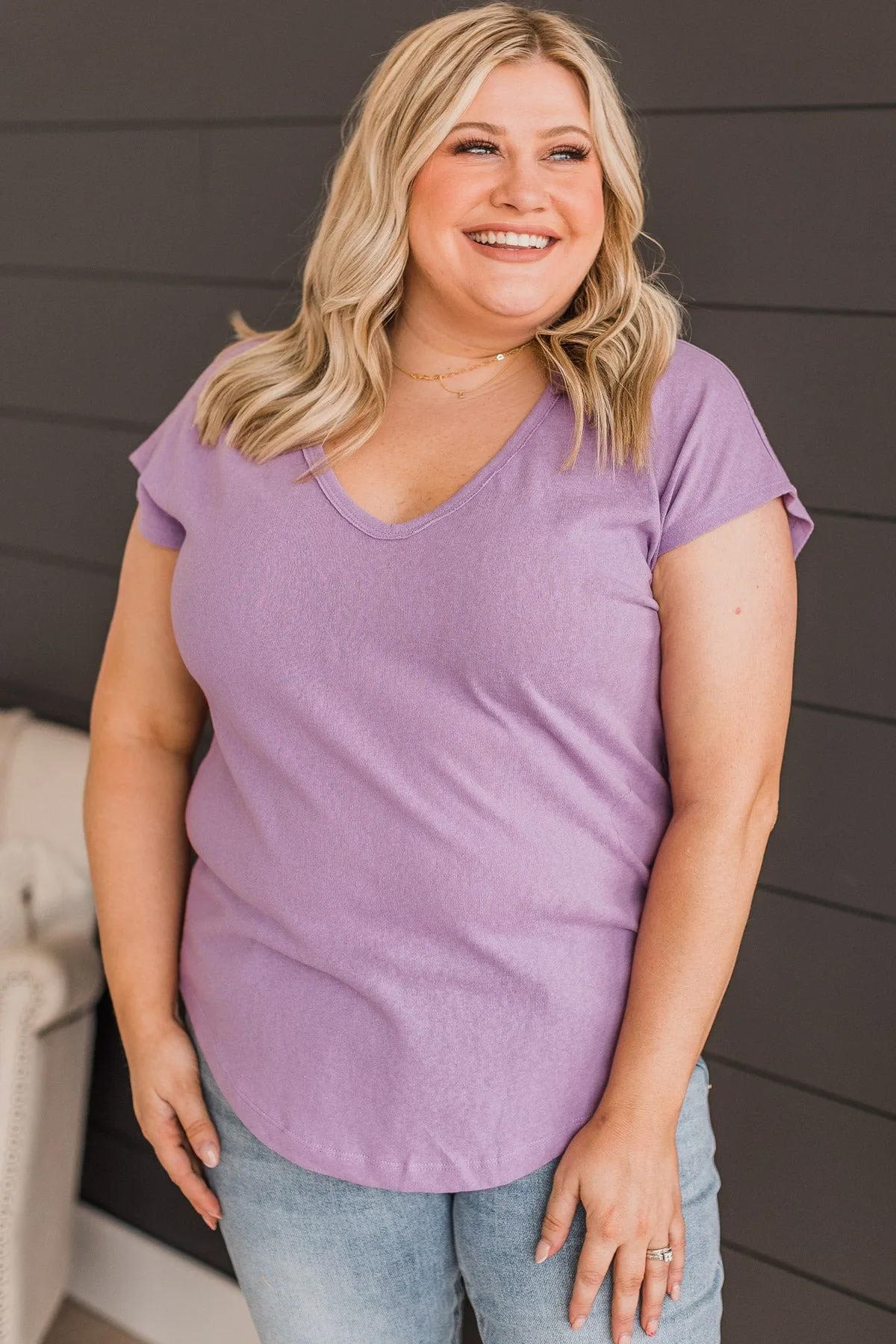 All About Us V-Neck Top- Light Purple