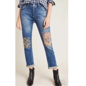 Anthropologie Pilcro &amp; the Letterpress Tapestry Mid-Rise Slim Boyfriend Jeans