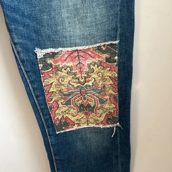 Anthropologie Pilcro &amp; the Letterpress Tapestry Mid-Rise Slim Boyfriend Jeans