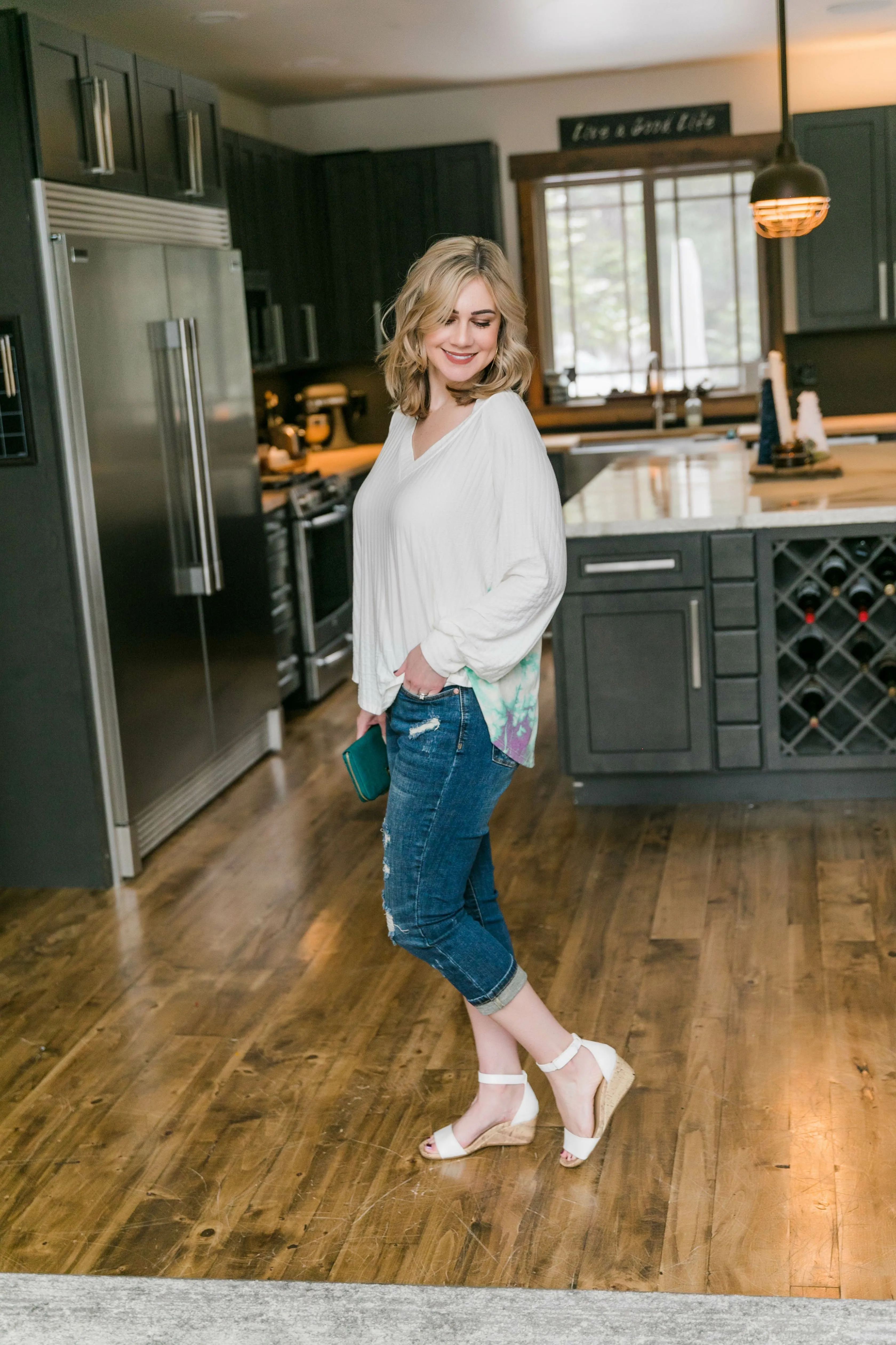 Aqua Blooms Top
