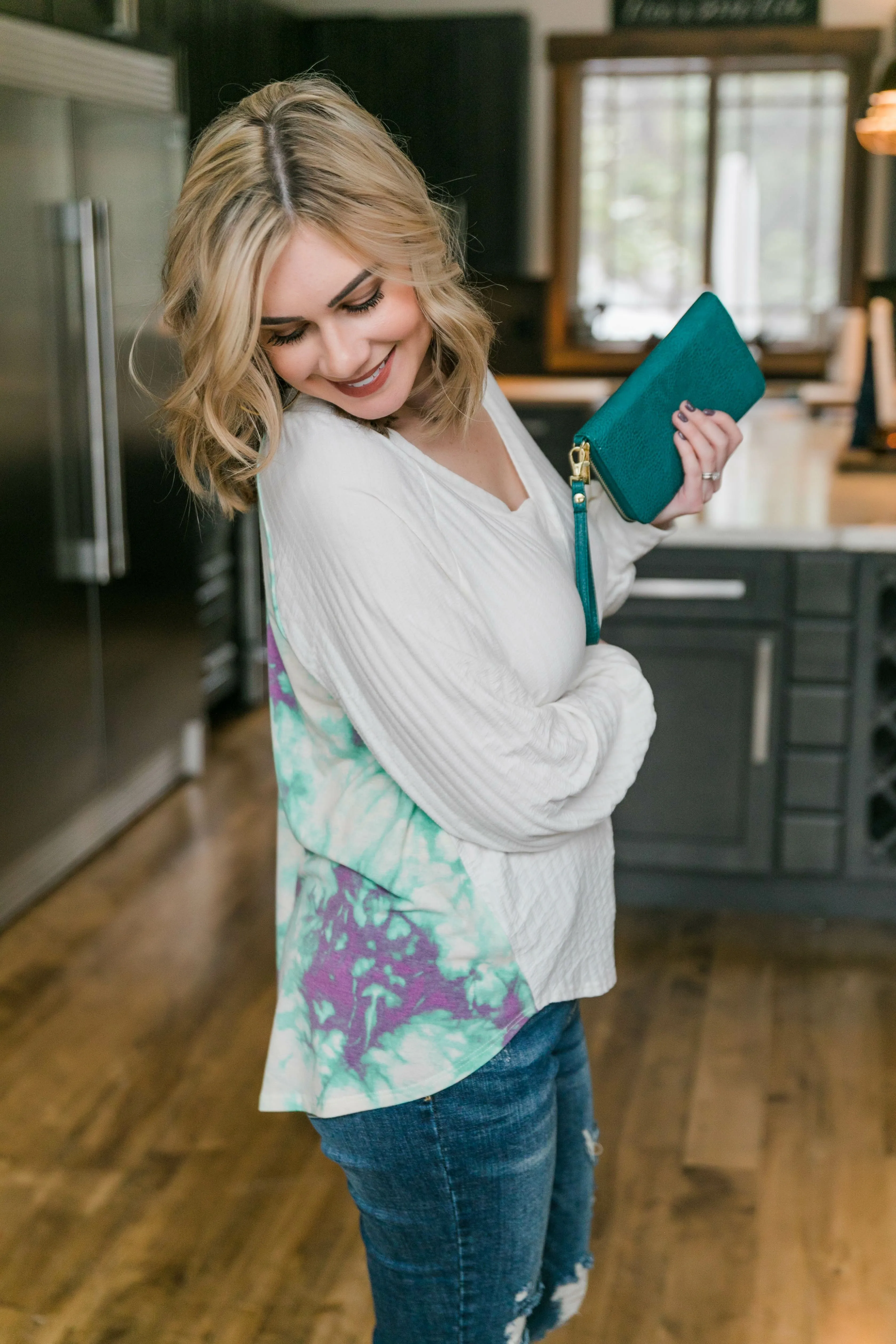 Aqua Blooms Top