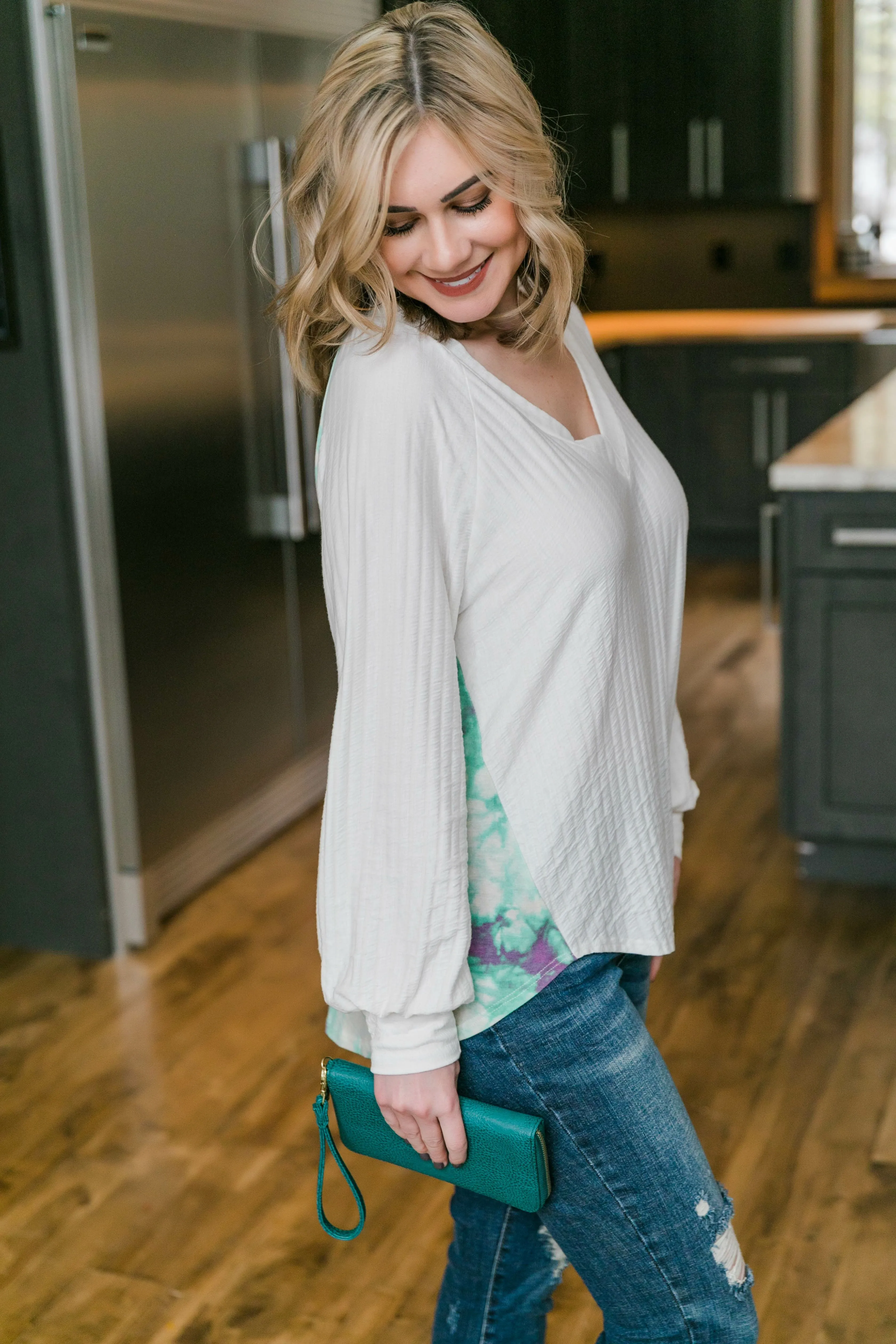 Aqua Blooms Top