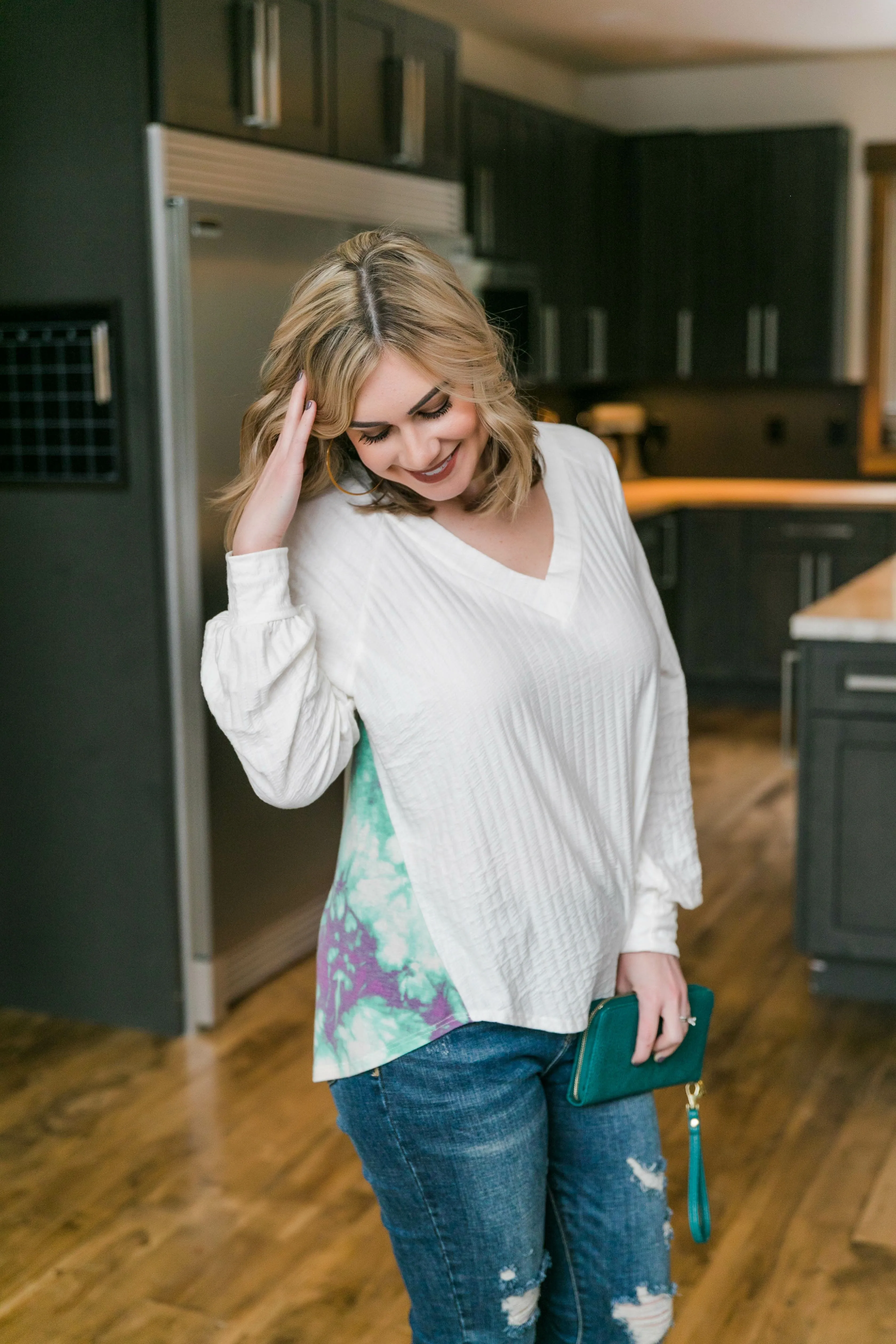Aqua Blooms Top