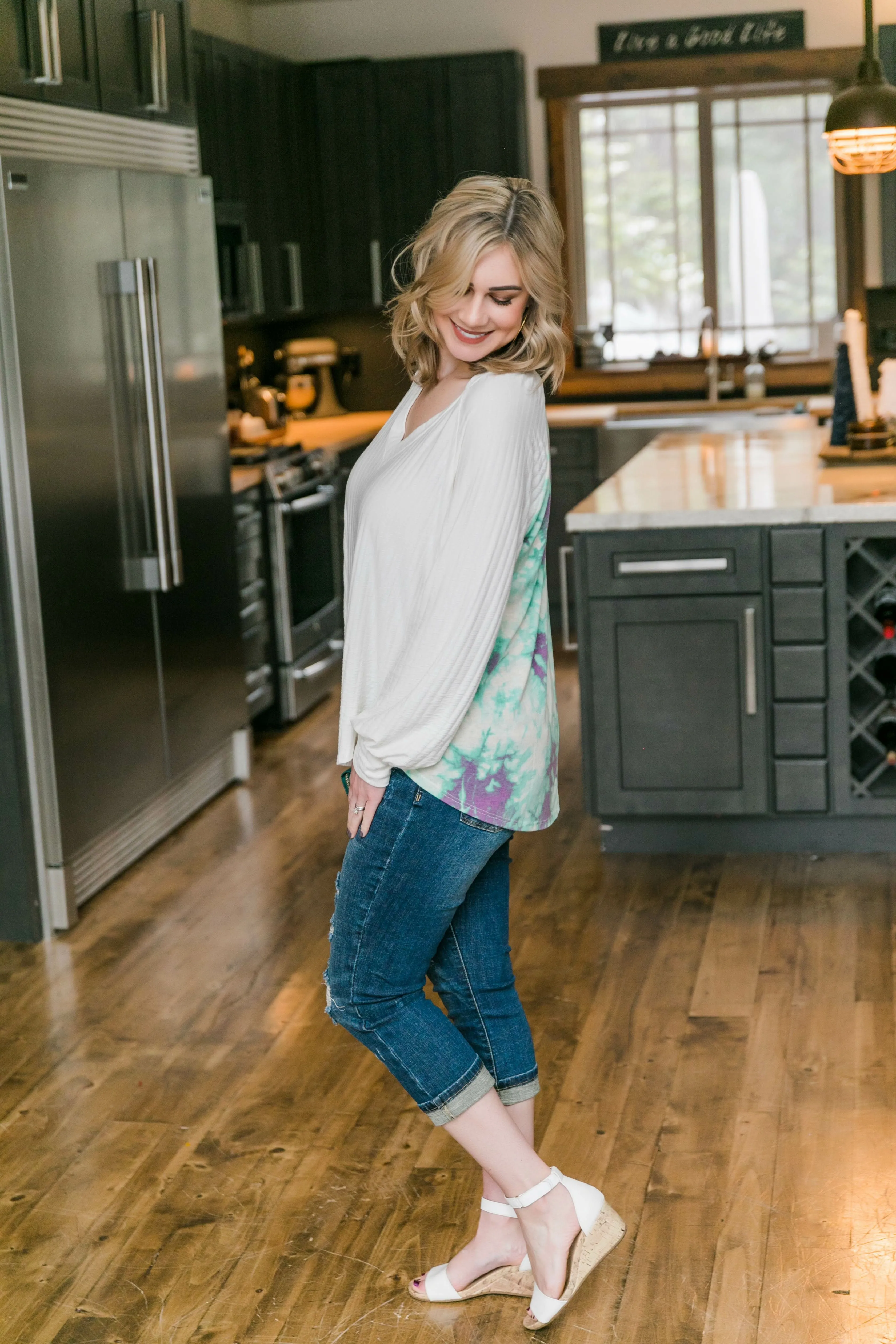 Aqua Blooms Top
