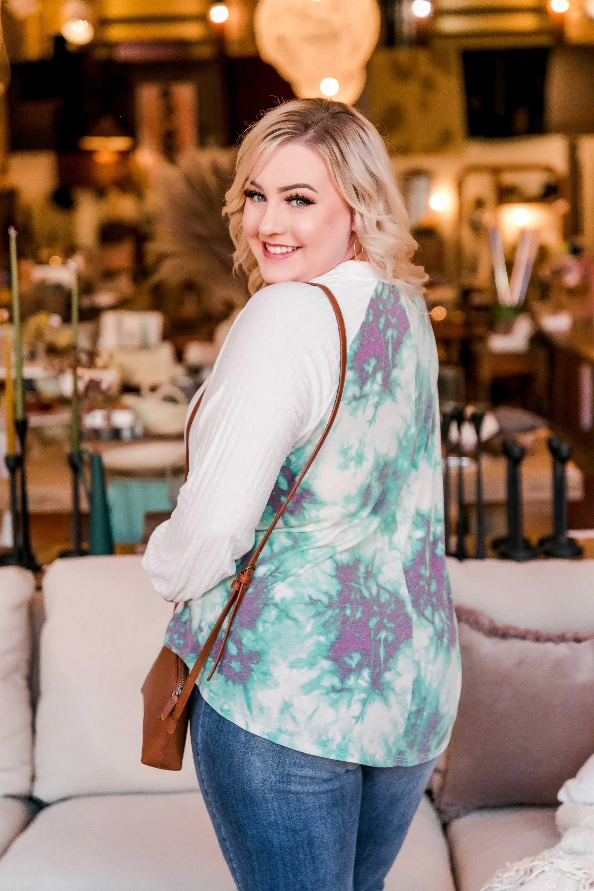 Aqua Blooms Top