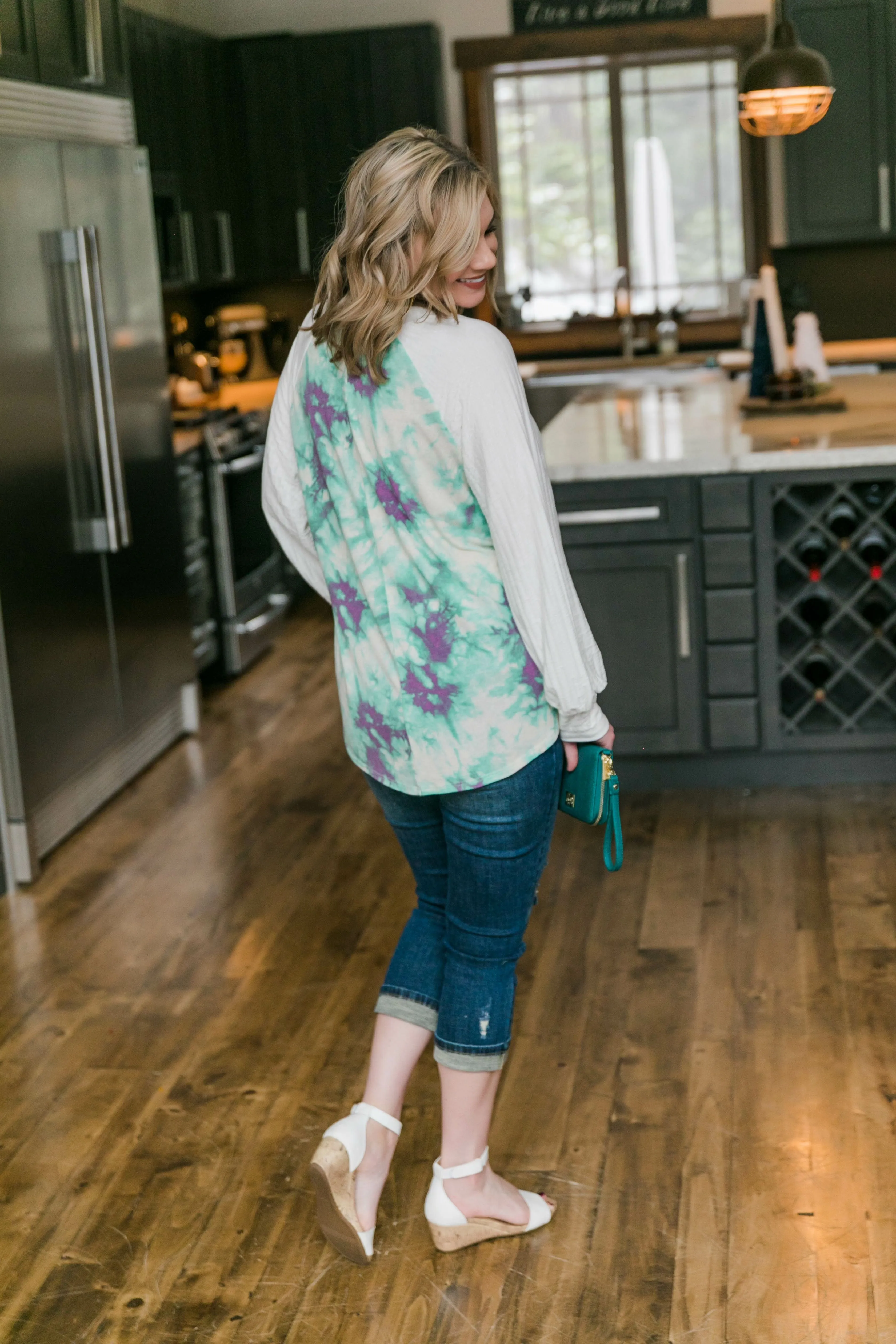 Aqua Blooms Top