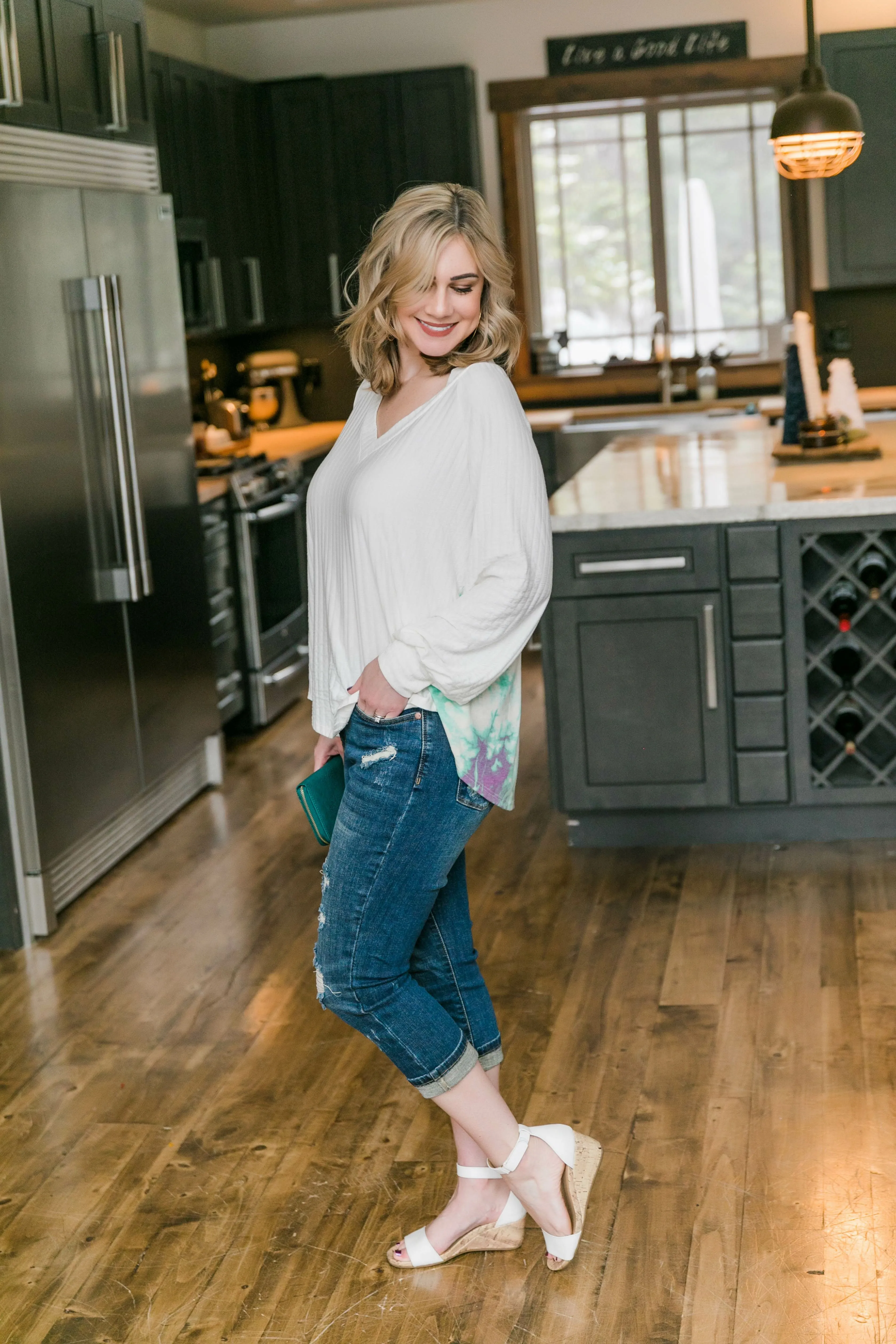 Aqua Blooms Top