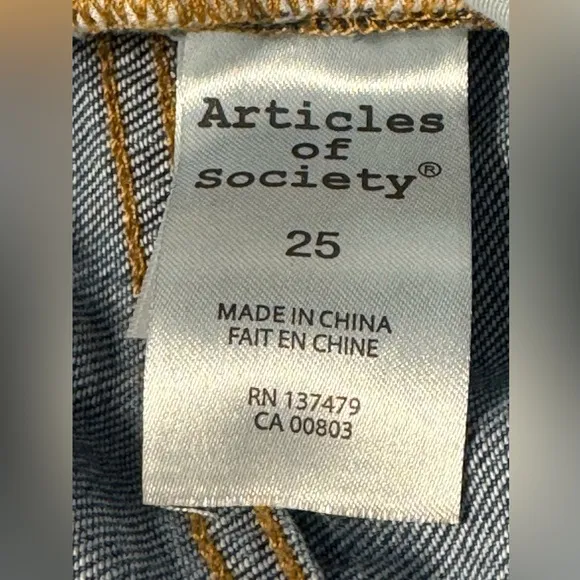 Articles of Society Soho High Rise Wide Leg Flare Raw Hem Jeans Justine Sz 25