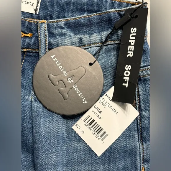 Articles of Society Soho High Rise Wide Leg Flare Raw Hem Jeans Justine Sz 25
