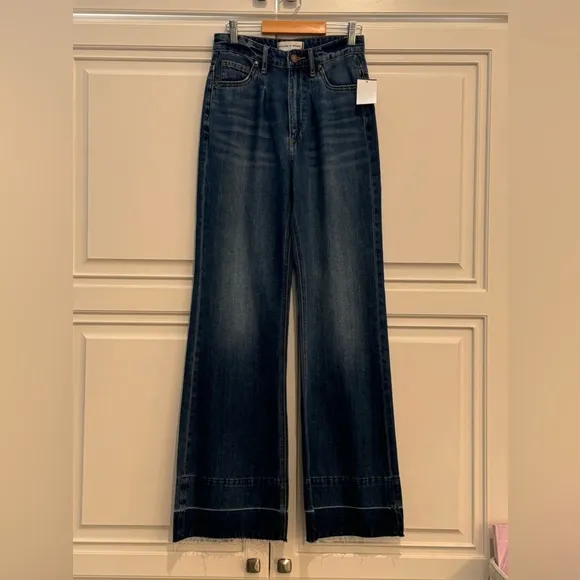 Articles of Society Soho High Rise Wide Leg Flare Raw Hem Jeans Justine Sz 25