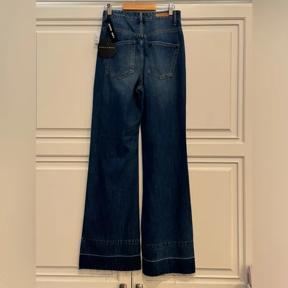 Articles of Society Soho High Rise Wide Leg Flare Raw Hem Jeans Justine Sz 25