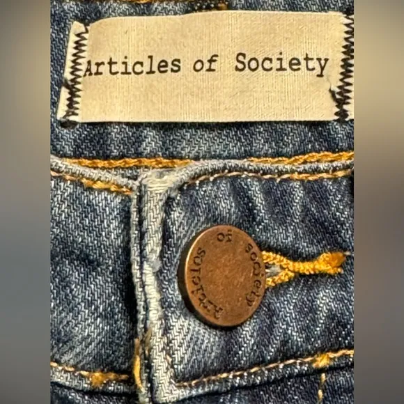 Articles of Society Soho High Rise Wide Leg Flare Raw Hem Jeans Justine Sz 25