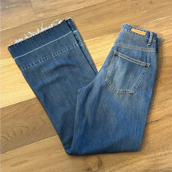 Articles of Society Soho High Rise Wide Leg Flare Raw Hem Jeans Justine Sz 25