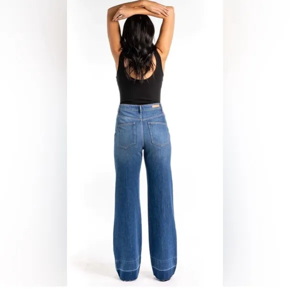 Articles of Society Soho High Rise Wide Leg Flare Raw Hem Jeans Justine Sz 25