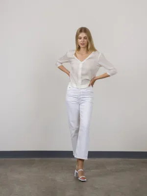 Ava V-Neck Blouse Ivory by Lenviera