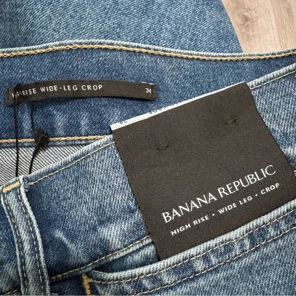 Banana Republic High Rise Wide Leg Crop Jeans Plus Size 34 Denim NEW