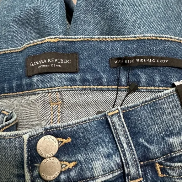 Banana Republic High Rise Wide Leg Crop Jeans Plus Size 34 Denim NEW