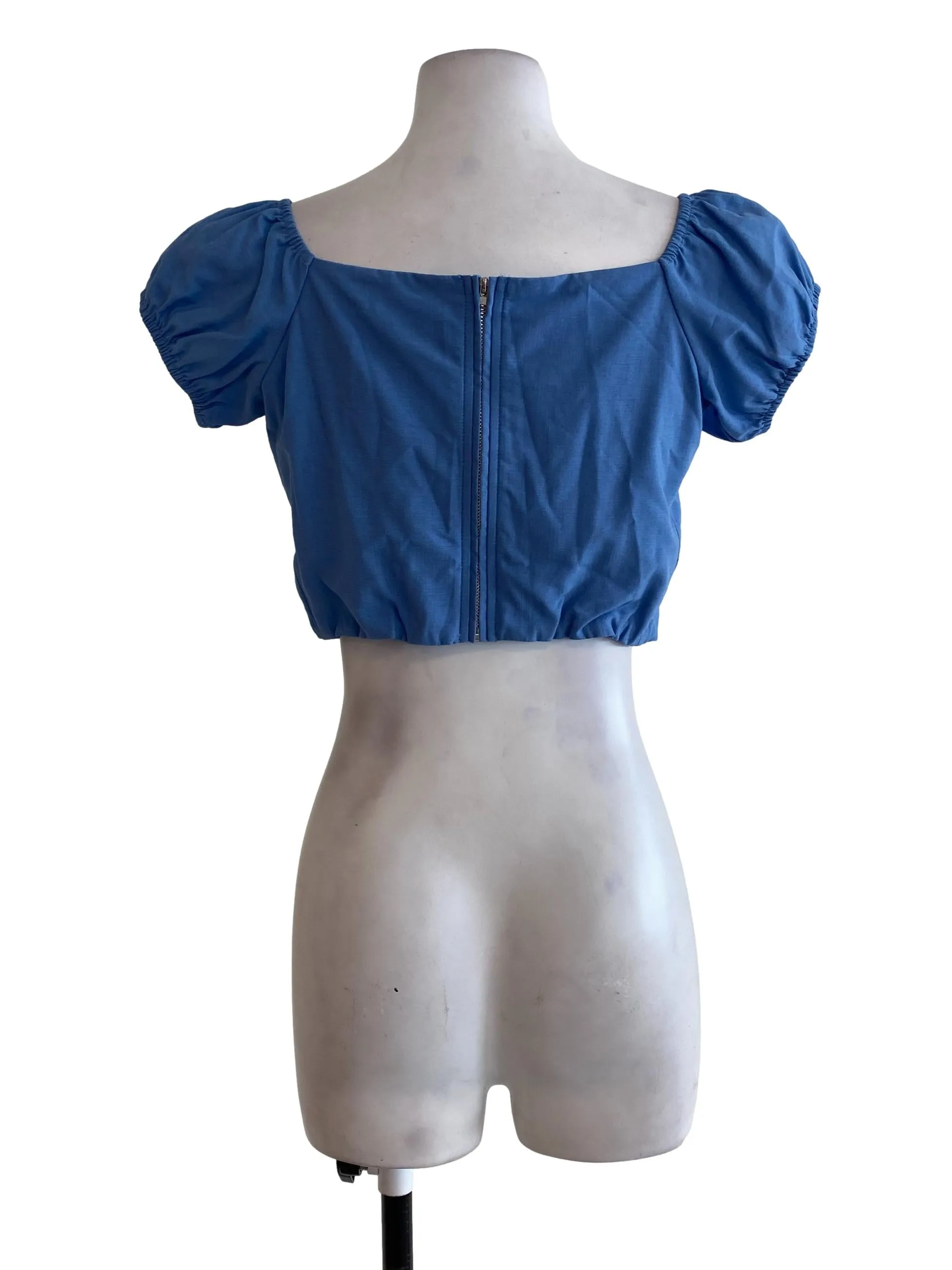 Blue Twill Puffy Sleeve Top TTR