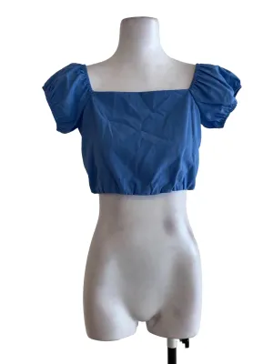 Blue Twill Puffy Sleeve Top TTR