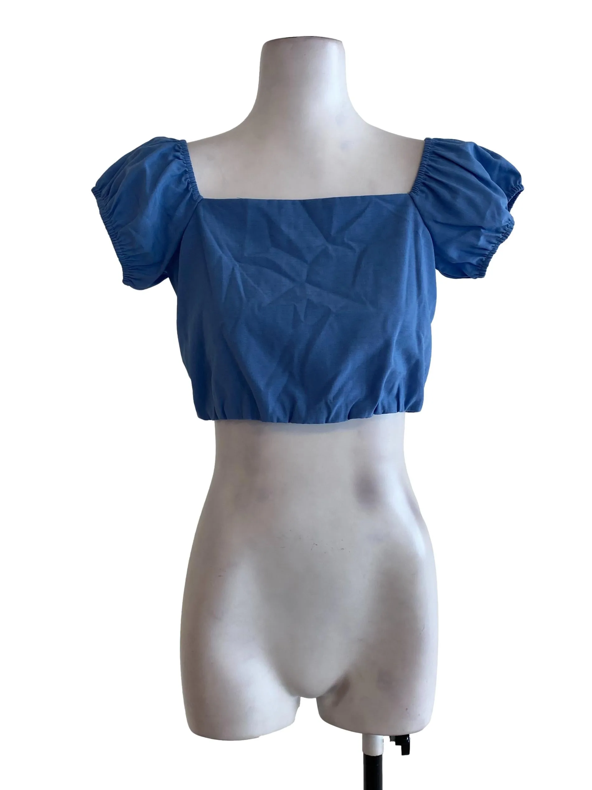 Blue Twill Puffy Sleeve Top TTR