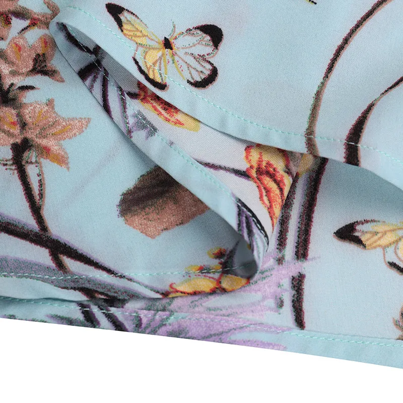 Bohemian Floral Print Summer Beach Cardigan Open Front Long Sleeve Long Kimono