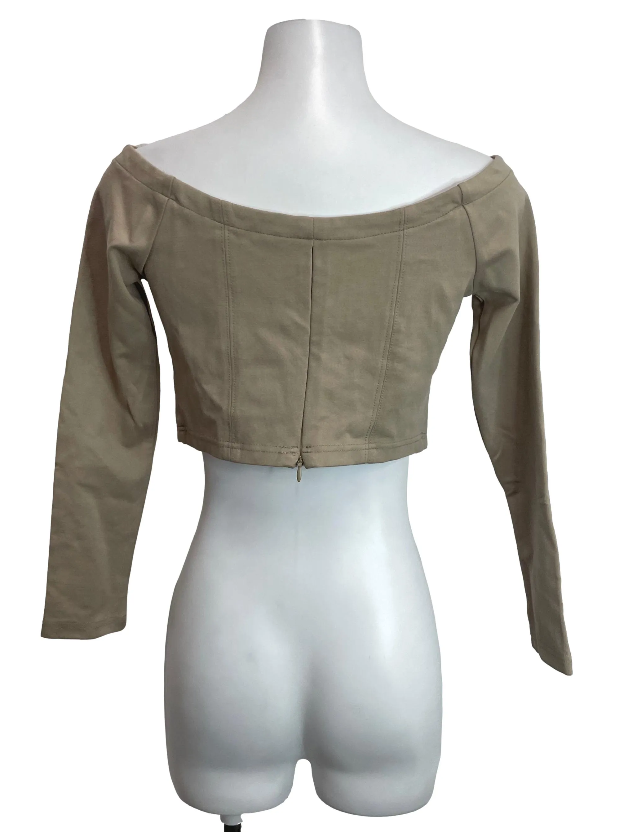 Brown Padded Long Sleeve Top