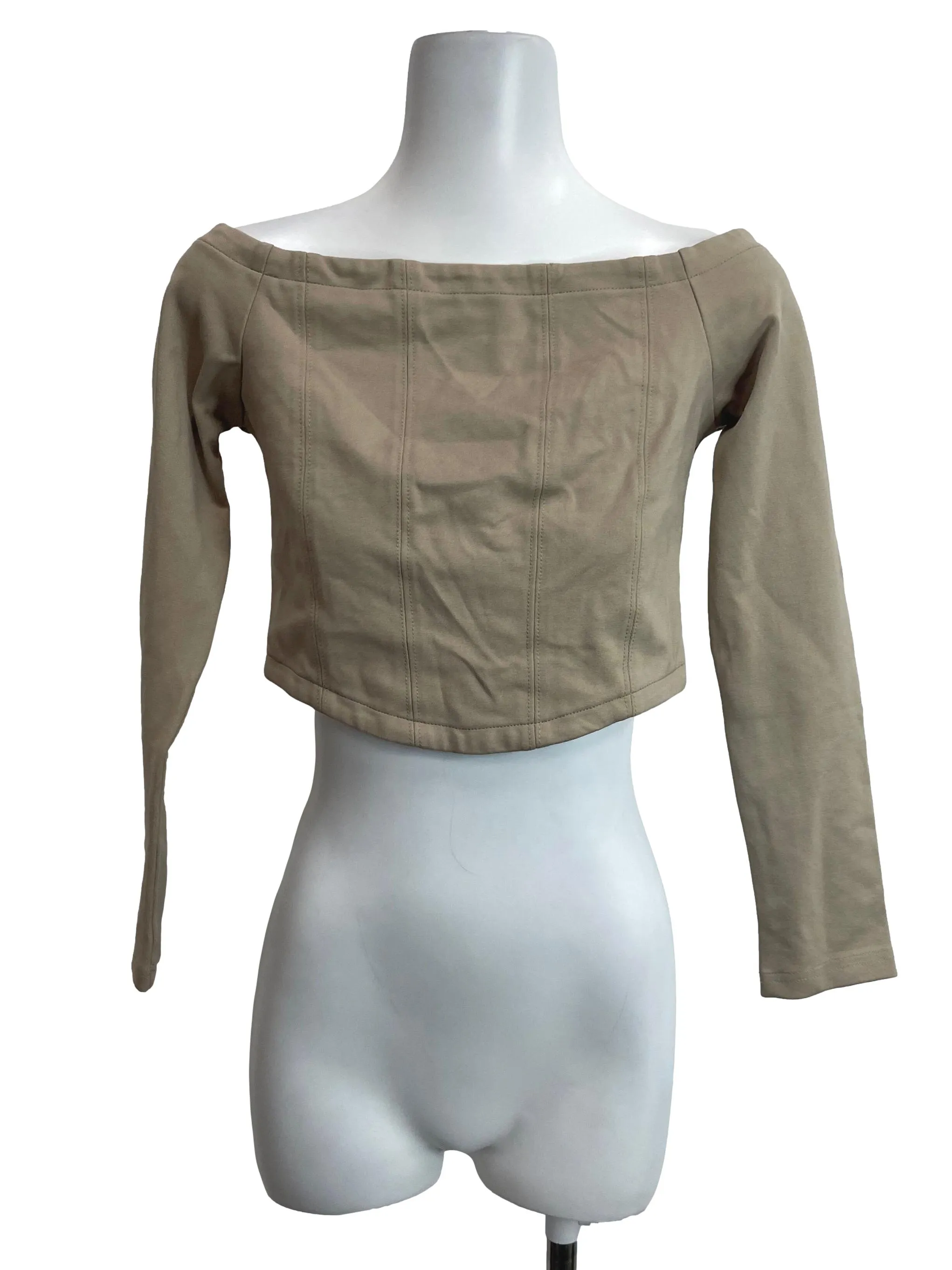 Brown Padded Long Sleeve Top