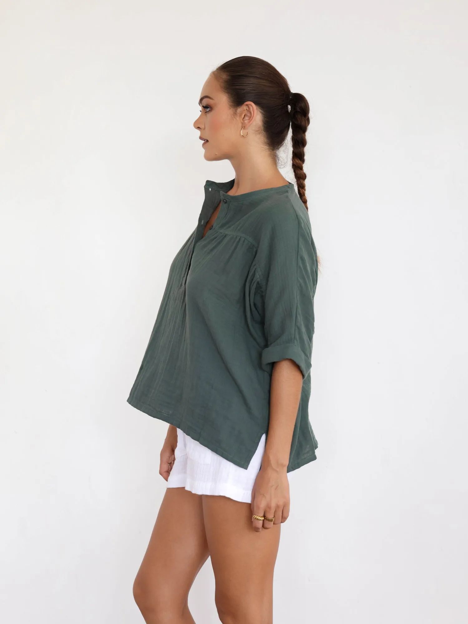 Button Down Loose Fit Top
