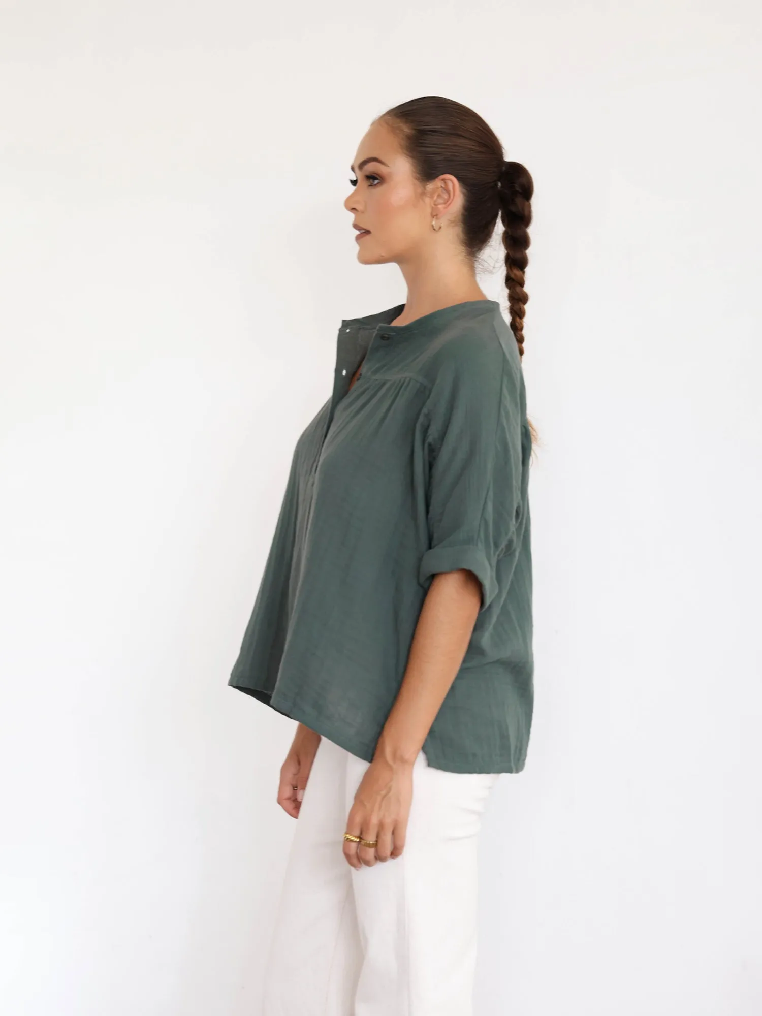 Button Down Loose Fit Top