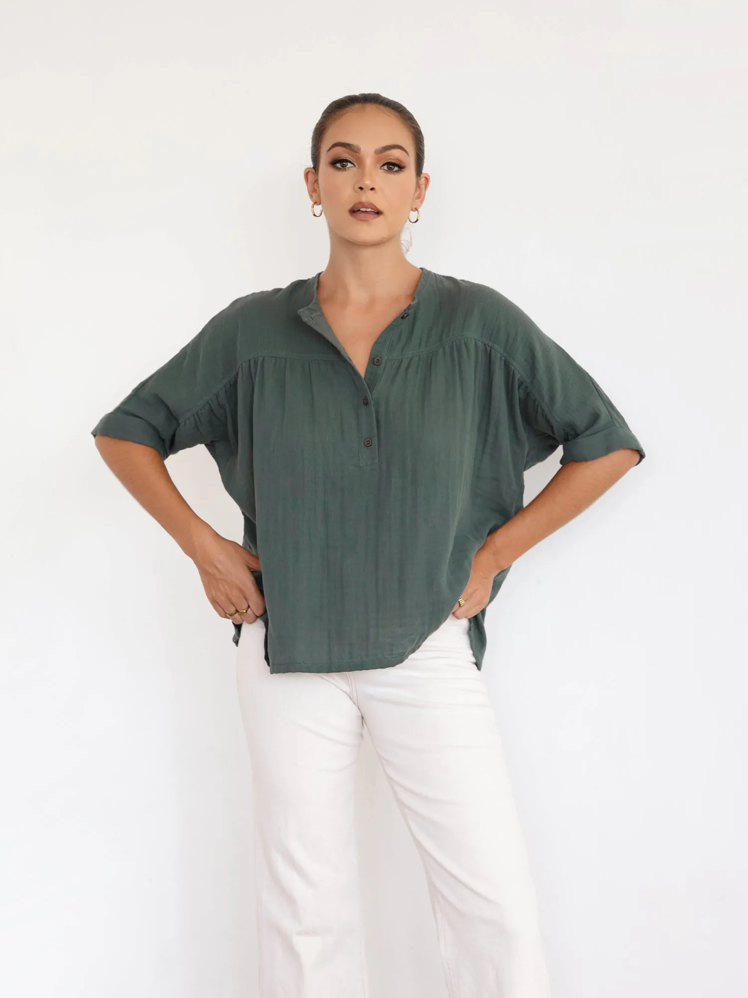 Button Down Loose Fit Top