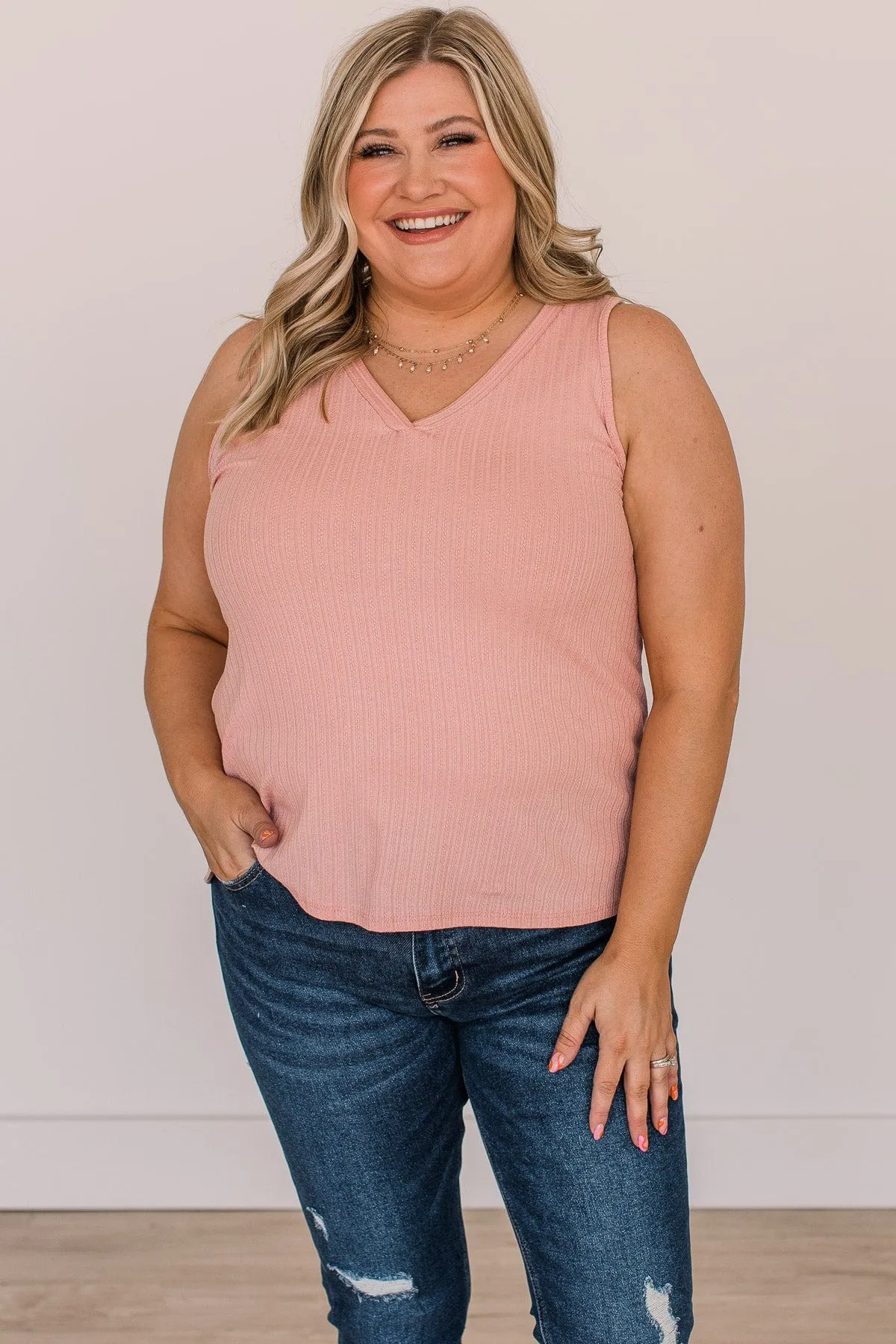 Came To Win V-Neck Tank- Blush