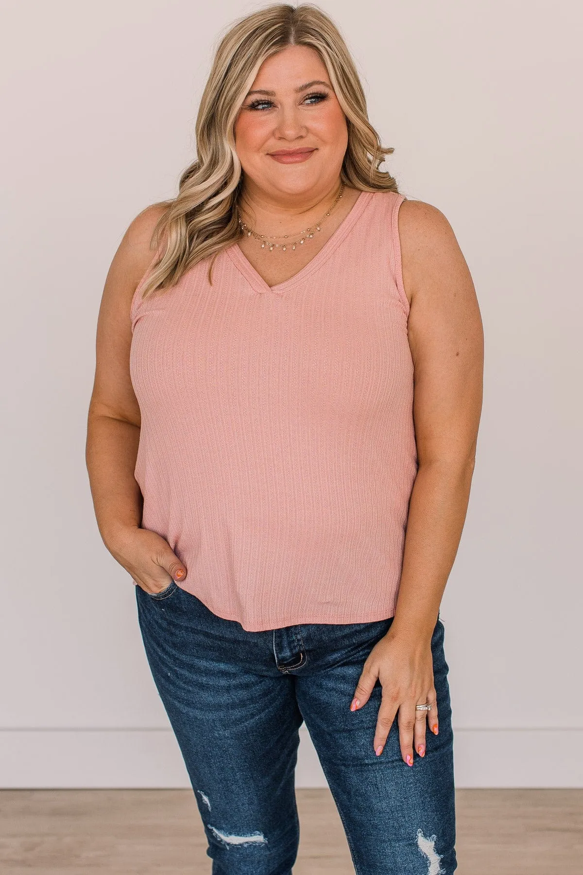 Came To Win V-Neck Tank- Blush