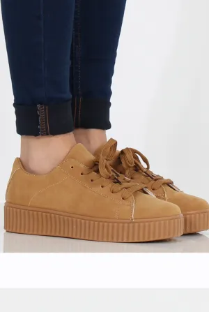Camel Suede Gum Sole Creepers - Sandy