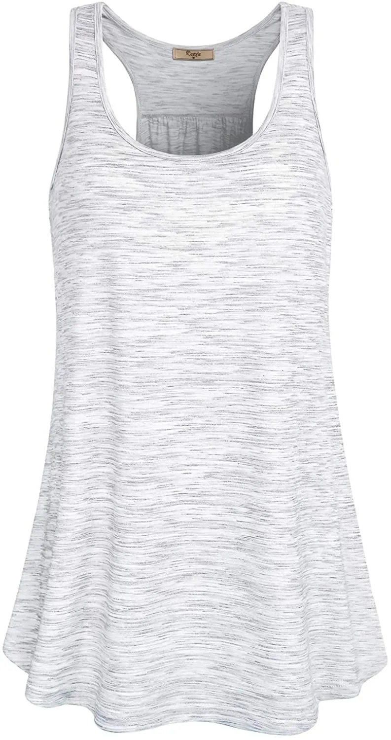 Cestyle Womens Sleeveless Scoop Neck Flowy Loose Fit Workout Shirts Racerback Long Tank Tops