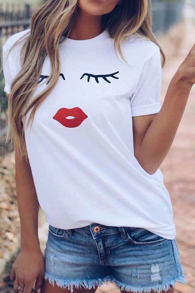 Chicindress Colorful Round Neck Print T-shirt