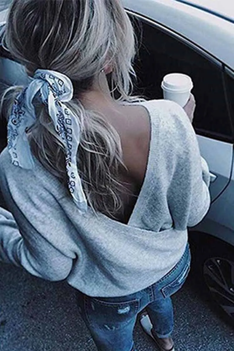 Chicindress Deep V Neck Design Street sweater