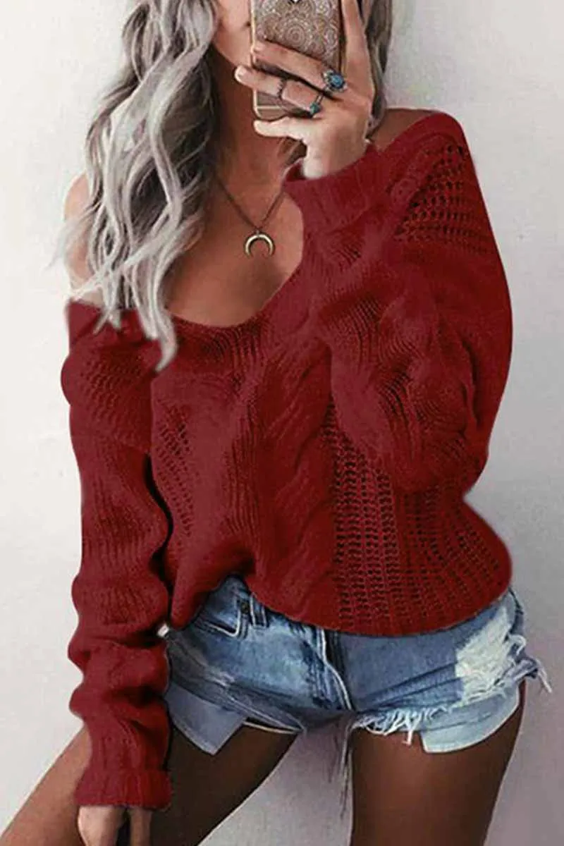 Chicindress Loose V-Neck Wwist Long Sleeve Sweater(6 Colors)