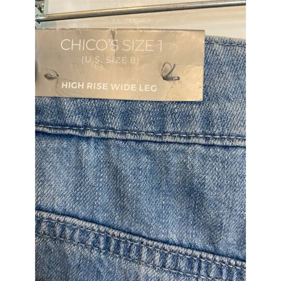 Chico's Women's High-Rise Wide Leg Light Denim Crop Jeans Size 1/8 NWT