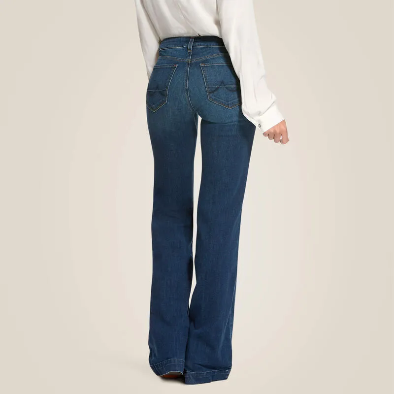 CL10027695 Ariat Ladies Jeans Trousers-Mid Rise Stretch Kelsea Wide Leg Jean