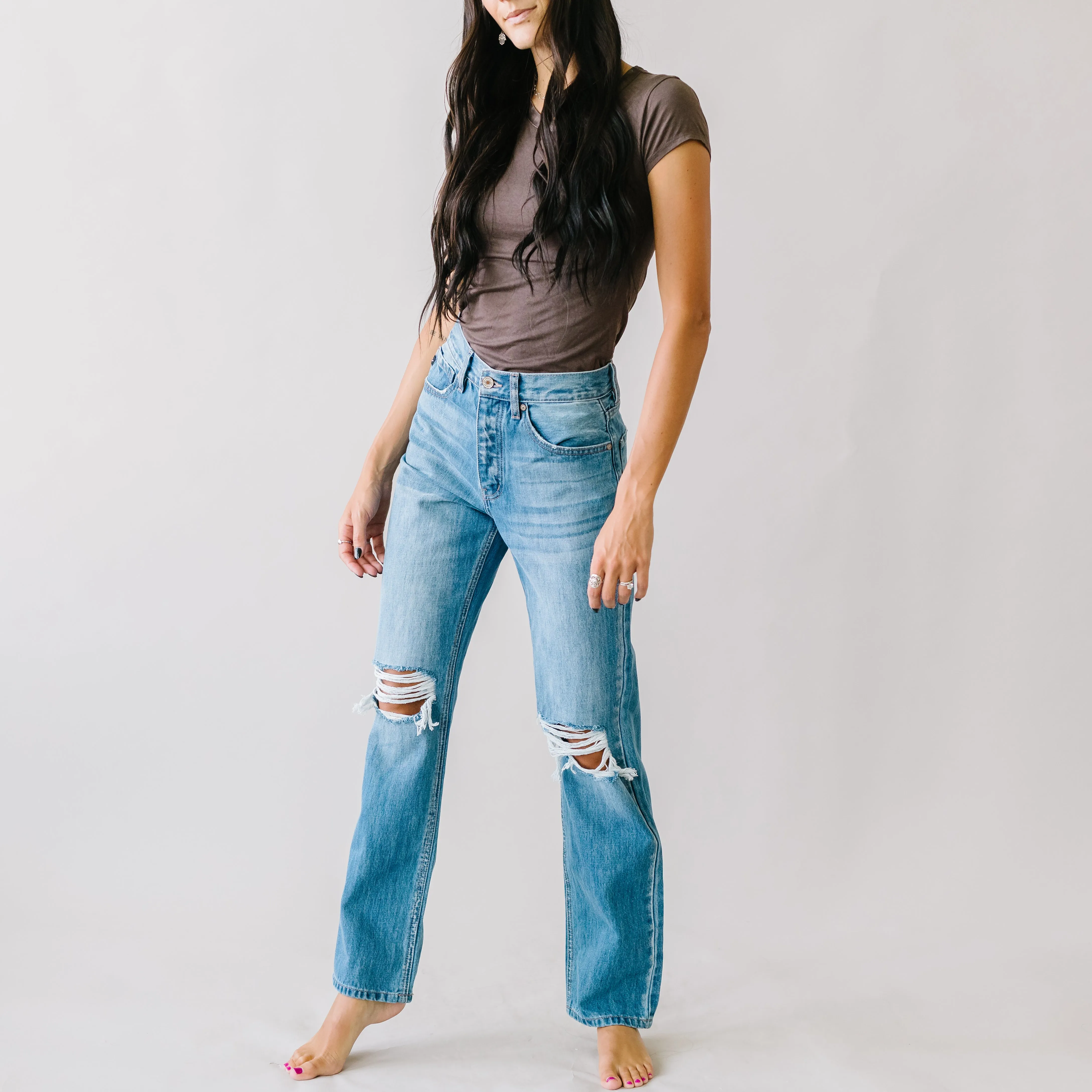 Cobain High Rise Boyfriend Jeans by KanCan in Medium Wash