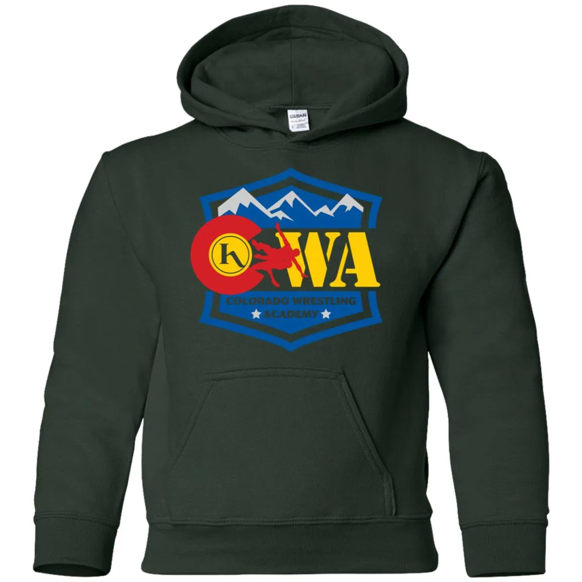 Colorado Wrestling Academy 2-sided print G185B Gildan Youth Pullover Hoodie