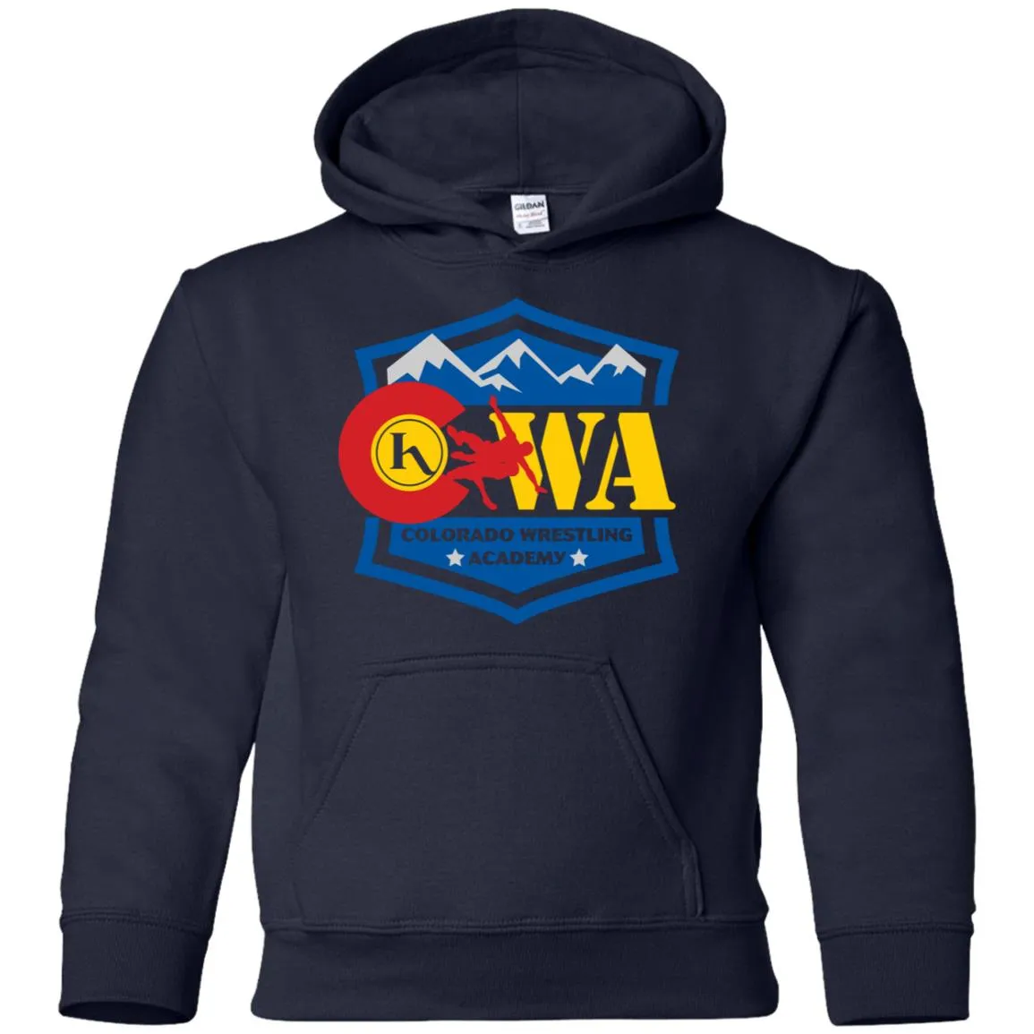 Colorado Wrestling Academy 2-sided print G185B Gildan Youth Pullover Hoodie