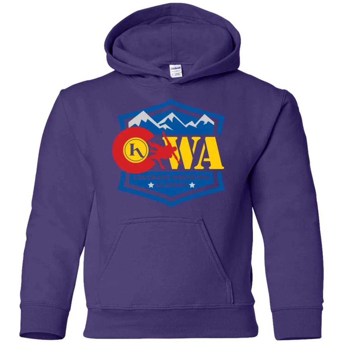 Colorado Wrestling Academy 2-sided print G185B Gildan Youth Pullover Hoodie