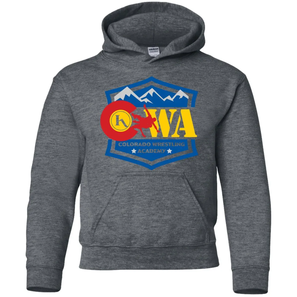 Colorado Wrestling Academy 2-sided print G185B Gildan Youth Pullover Hoodie