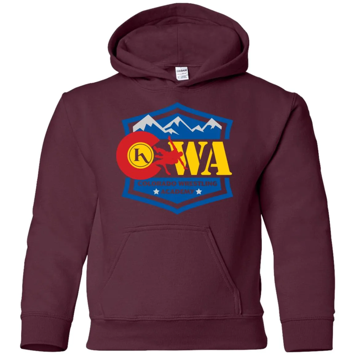 Colorado Wrestling Academy 2-sided print G185B Gildan Youth Pullover Hoodie